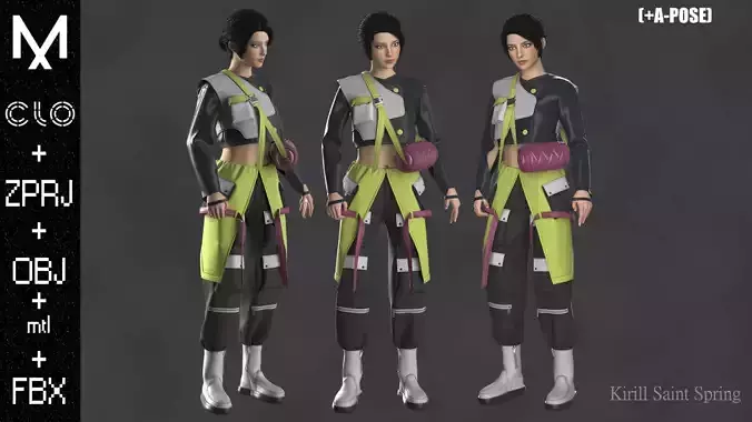 New Outfit Female Marvelous designer Clo3d OBJ mtl FBX ZPRJ