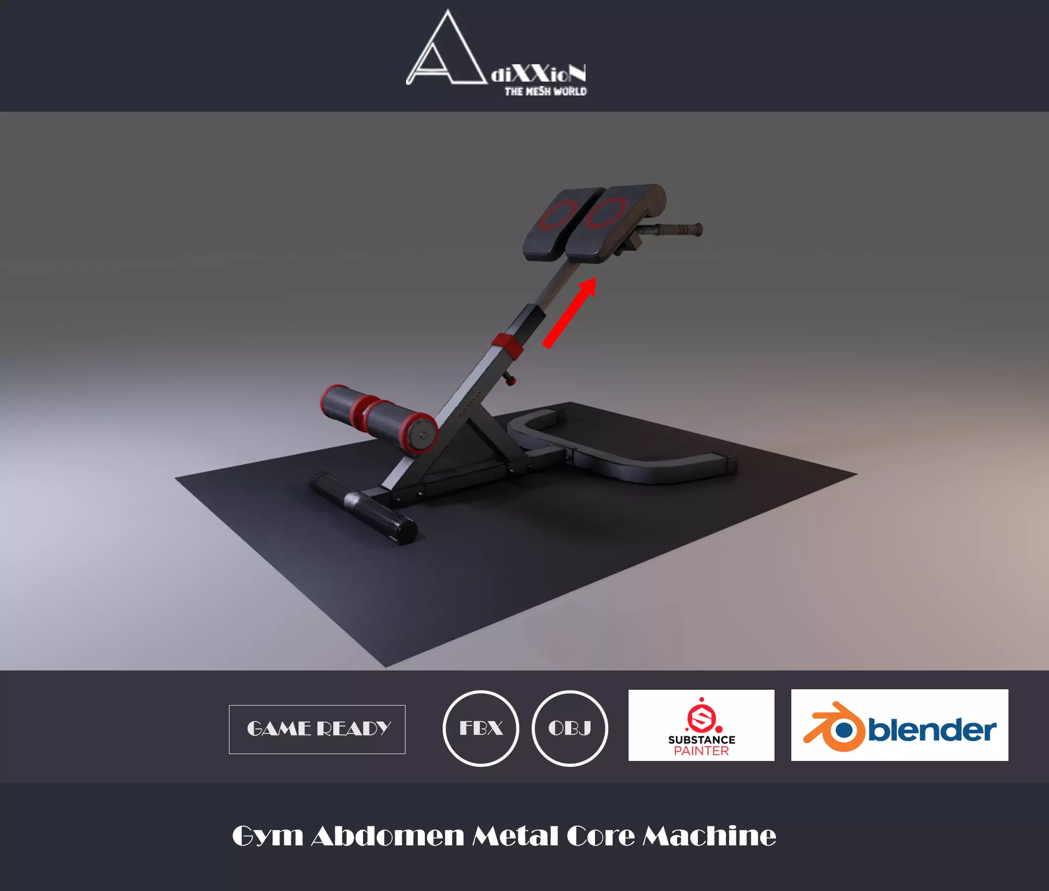 Gym Abdomen Machine Metal Core Low-poly 3D model