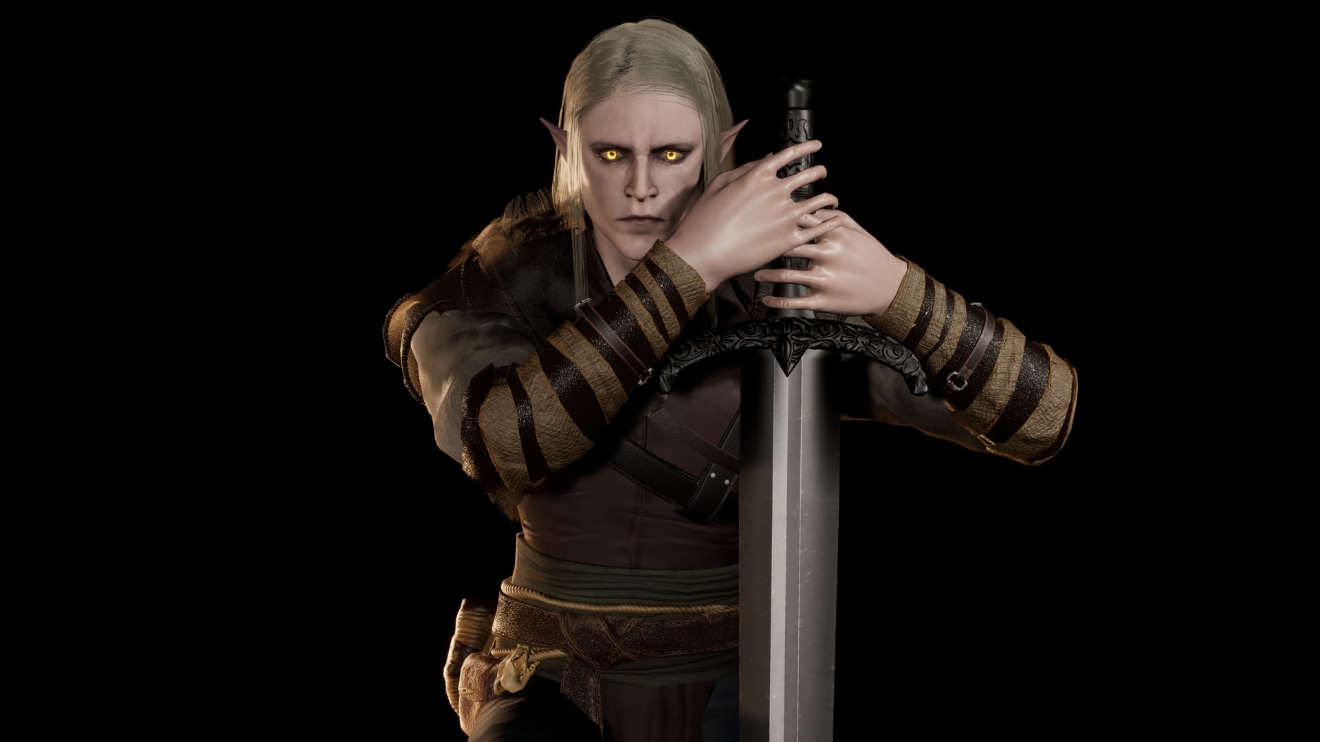 Elf man Low-poly 3D model_4