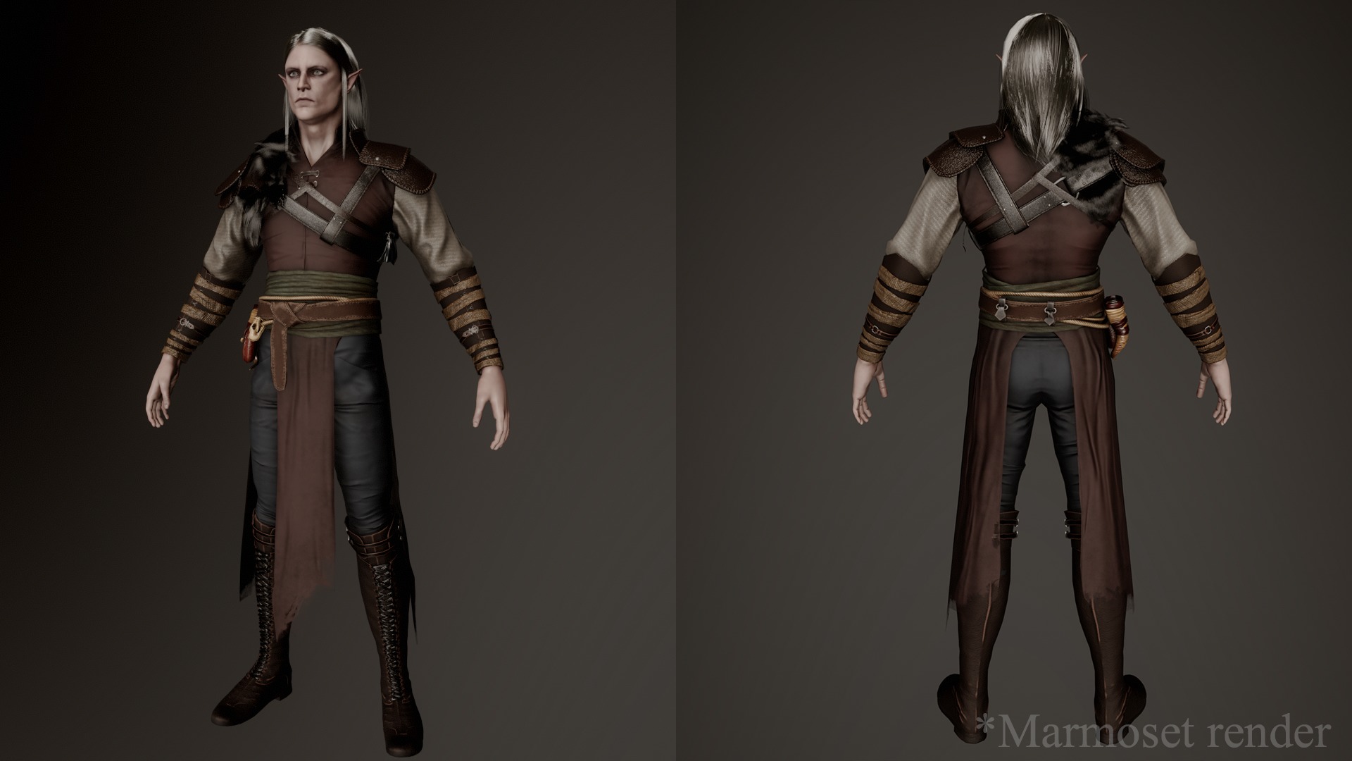 Elf man Low-poly 3D model_10