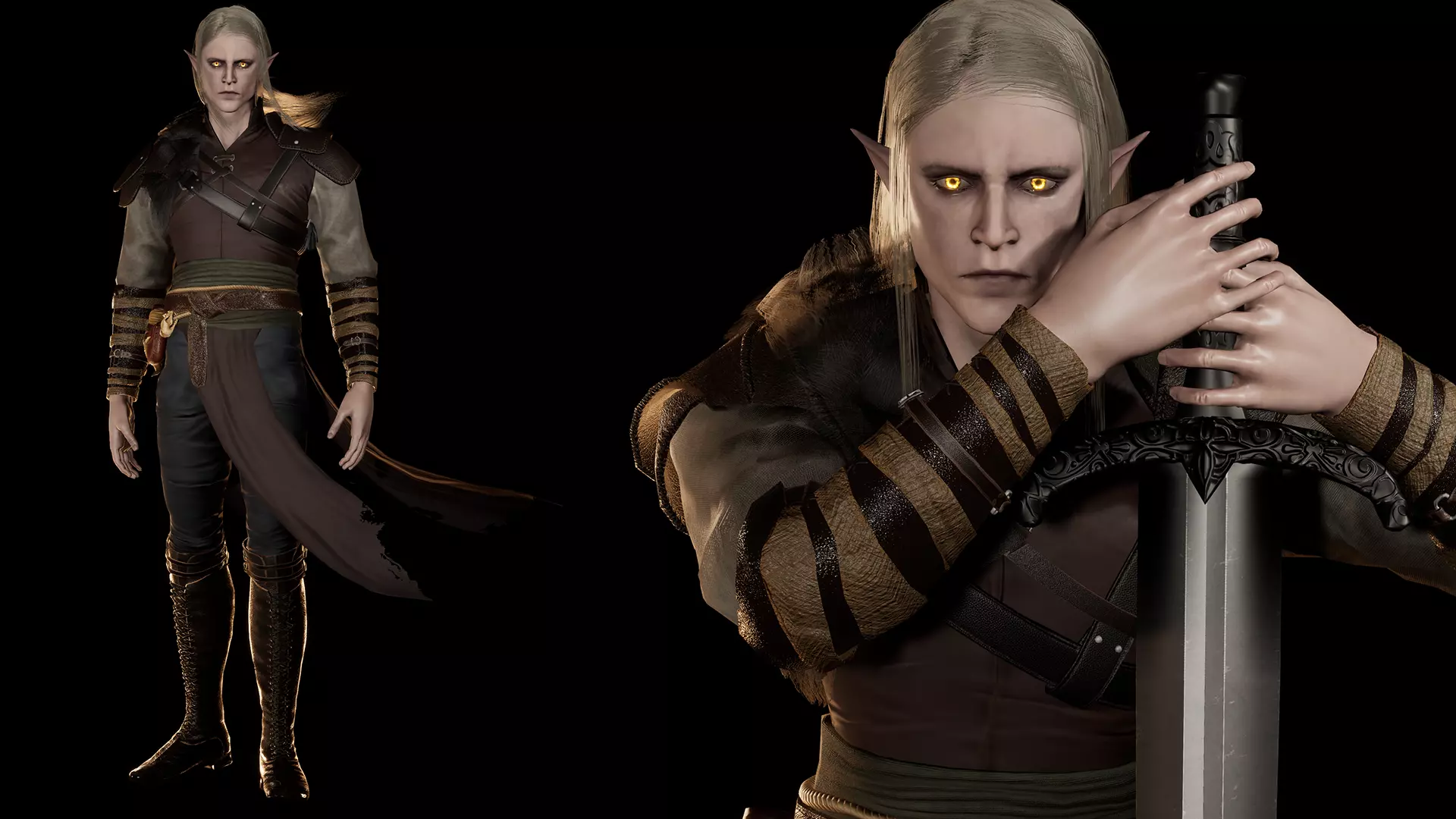 Elf man Low-poly 3D model_0