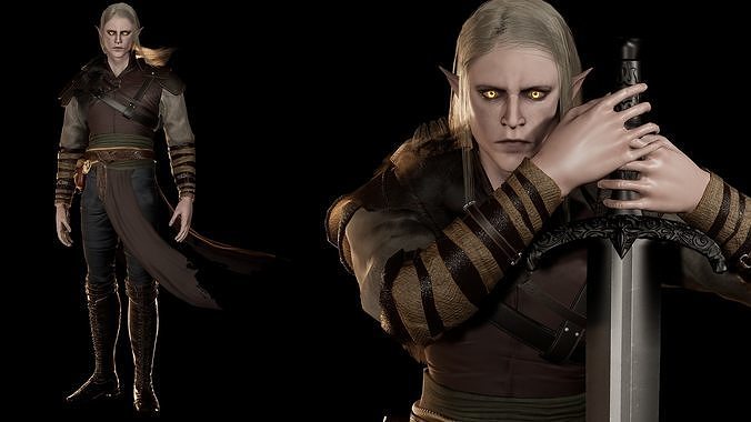 Elf man Low-poly 3D model