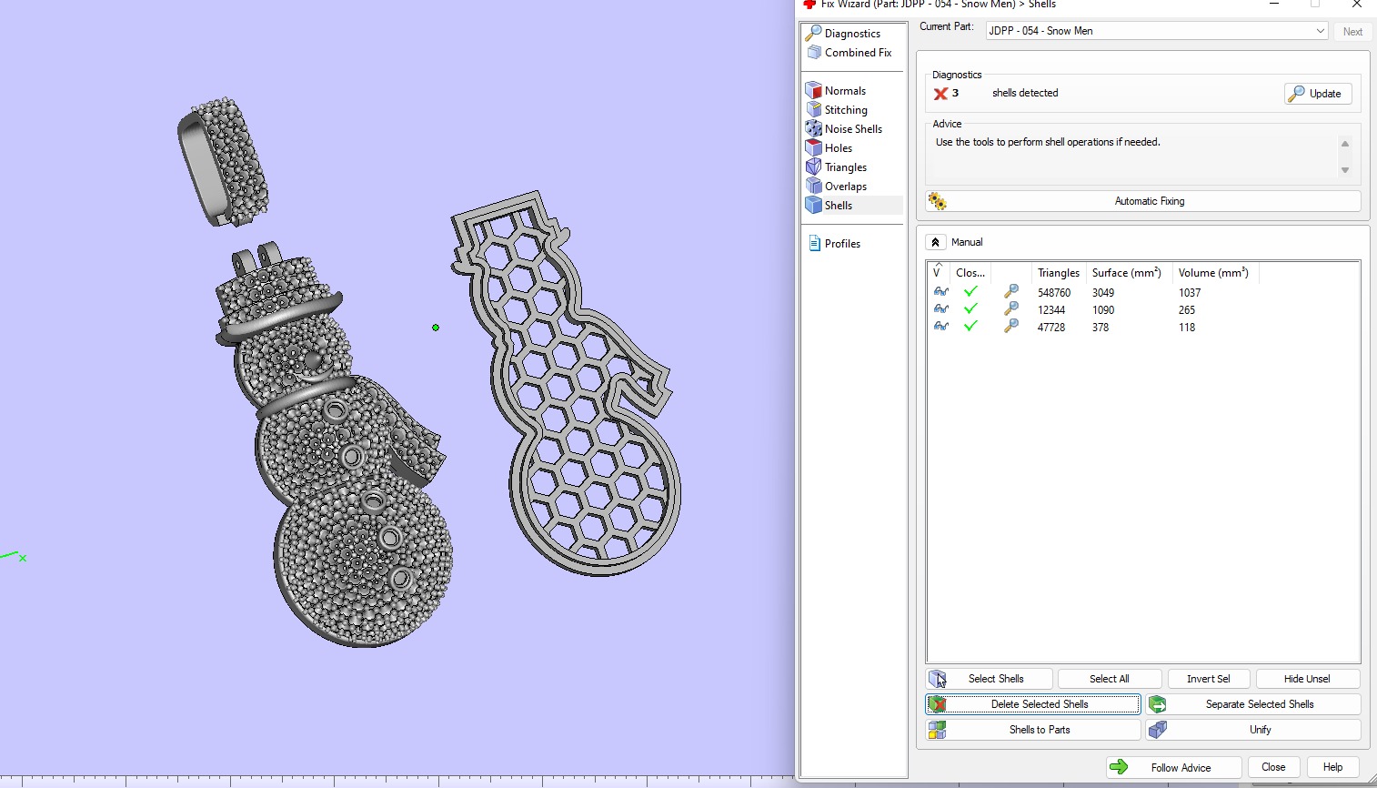 Custom Snow man Diamond Pendant - Snow Diamond Necklace 3D print model_19