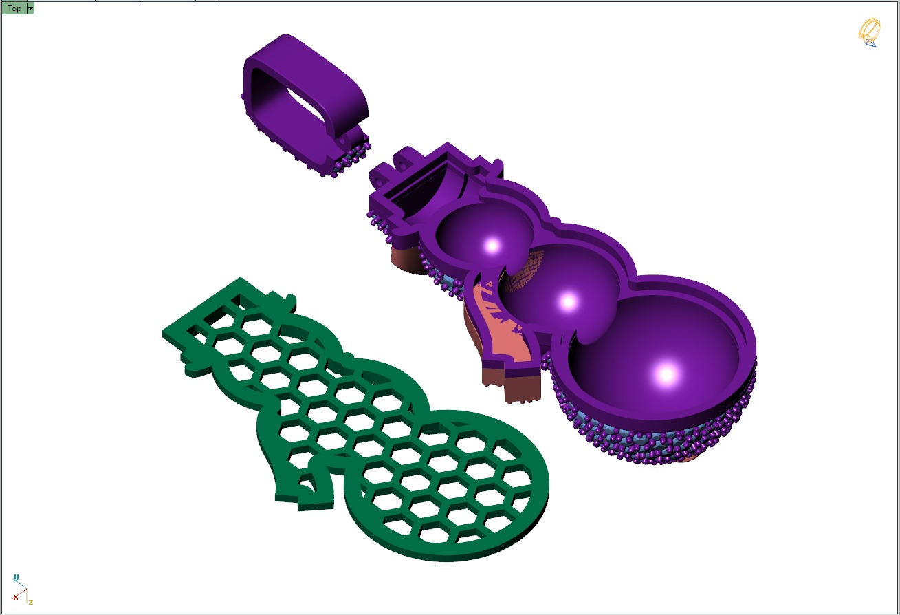 Custom Snow man Diamond Pendant - Snow Diamond Necklace 3D print model_12