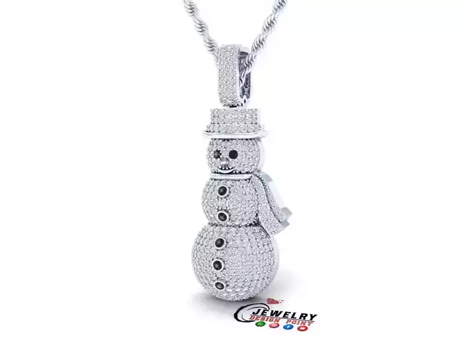 Custom Snow man Diamond Pendant - Snow Diamond Necklace 3D print model Custom Snow man Diamond Pendant - Snow Diamond Necklace 3D print model