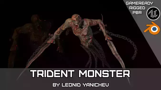 Trident Monster Low-poly 3D model