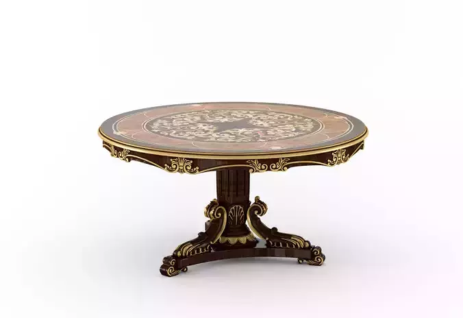 Traditional inlaid center table by Modenese