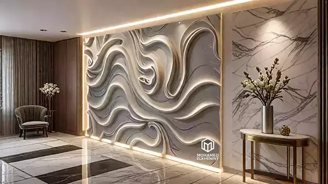 modern panel wall decor set wall relief mural CNC 75