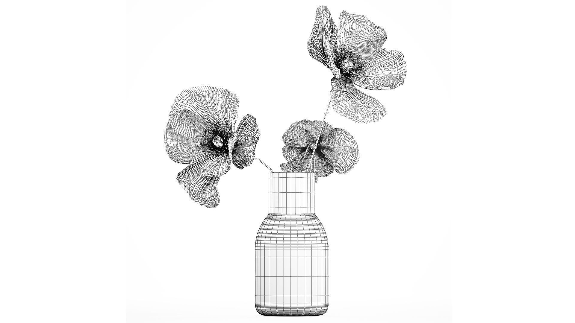 Beautiful Bouquet Of Beautiful Wild Flowers Poppy 468 3D model_6
