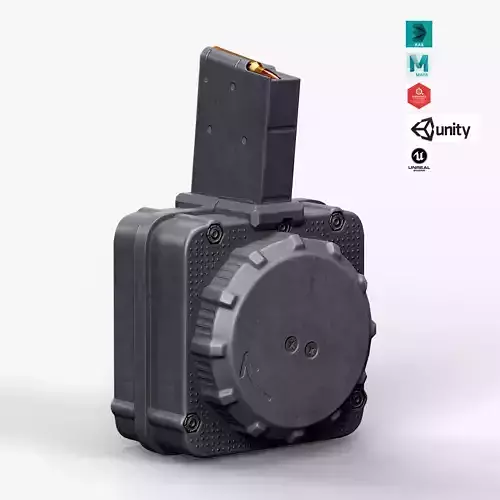 AR15 BOX Drum Magazine Low-poly 3D model