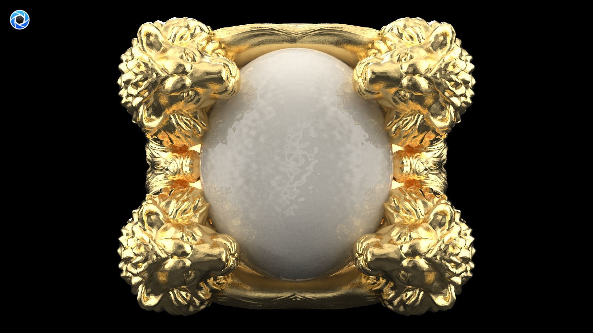 Lion ring 3D print model_3