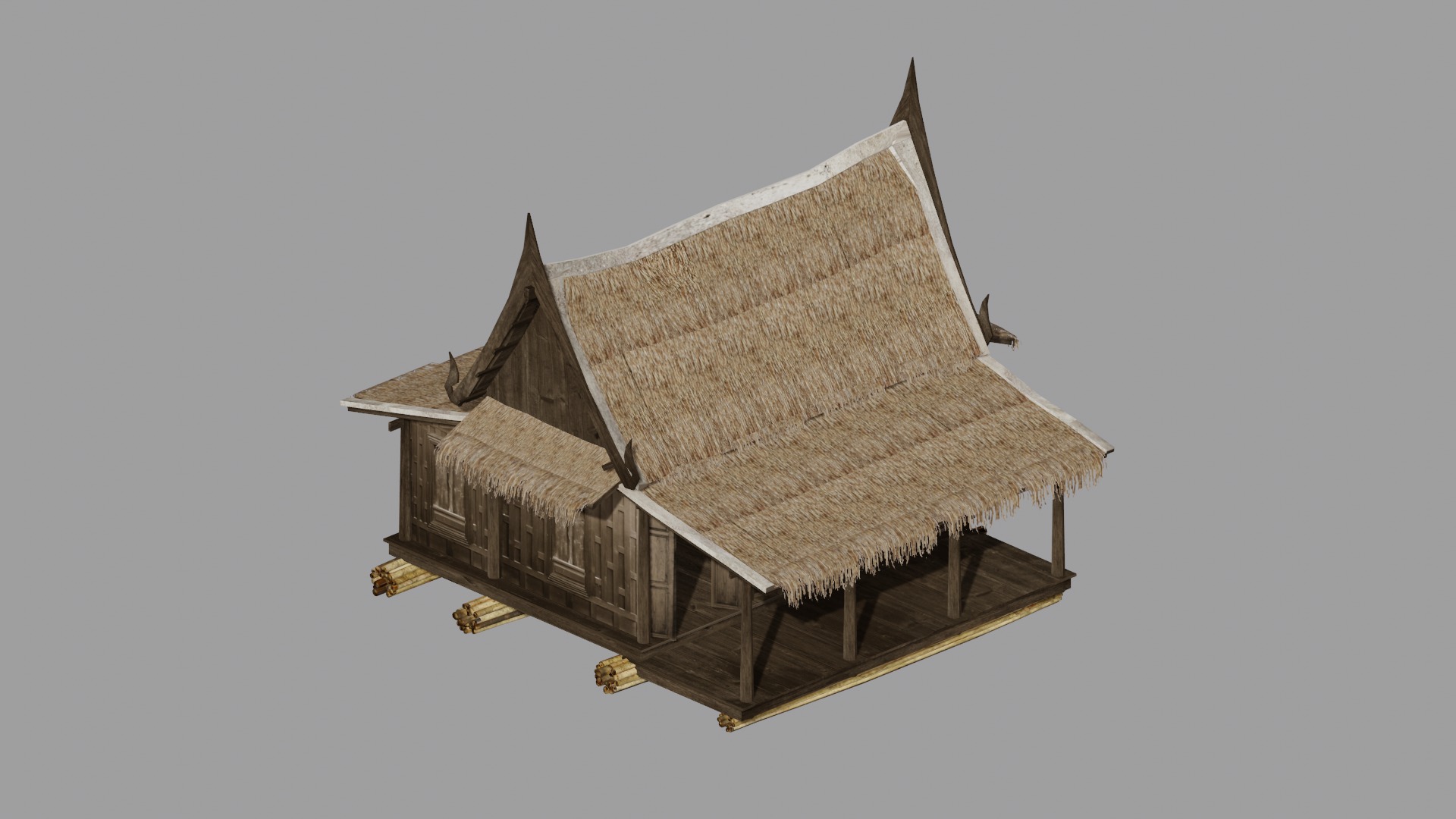 Floating house Low-poly 3D model_4