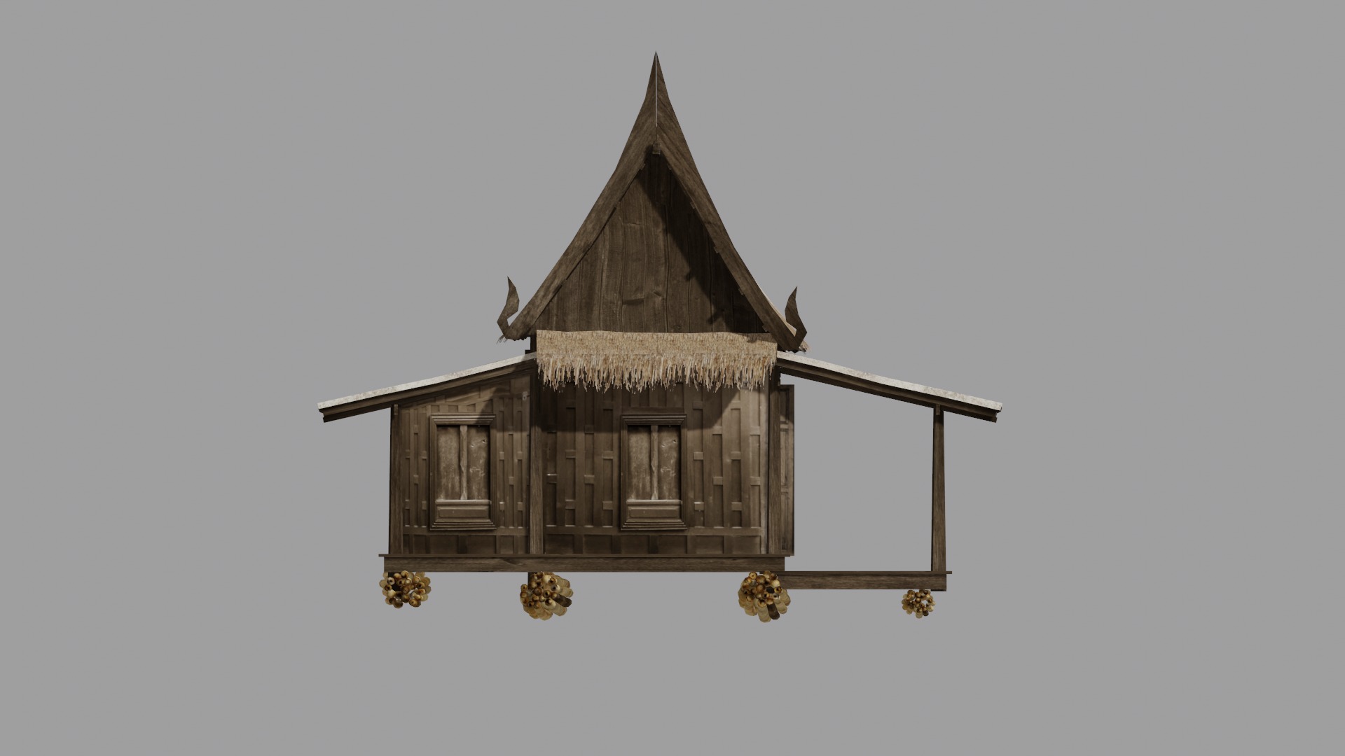 Floating house Low-poly 3D model_1