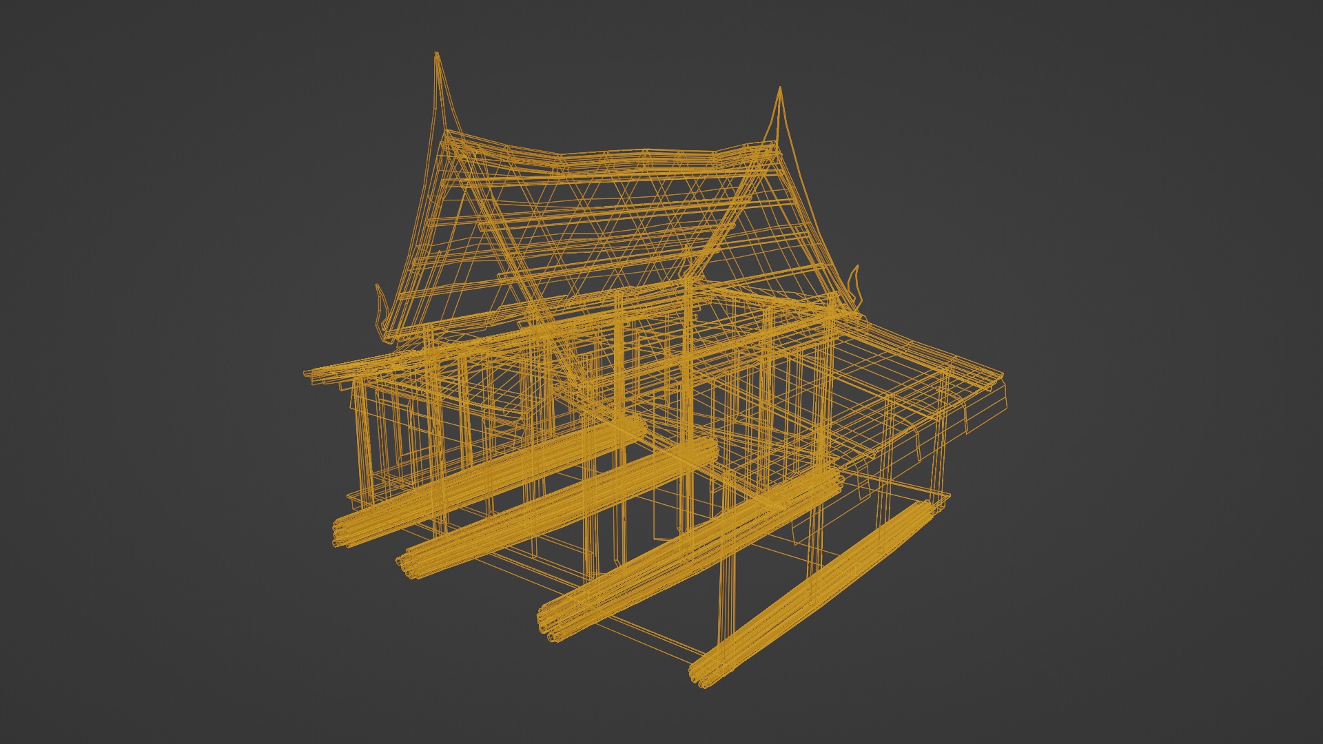 Floating house Low-poly 3D model_8