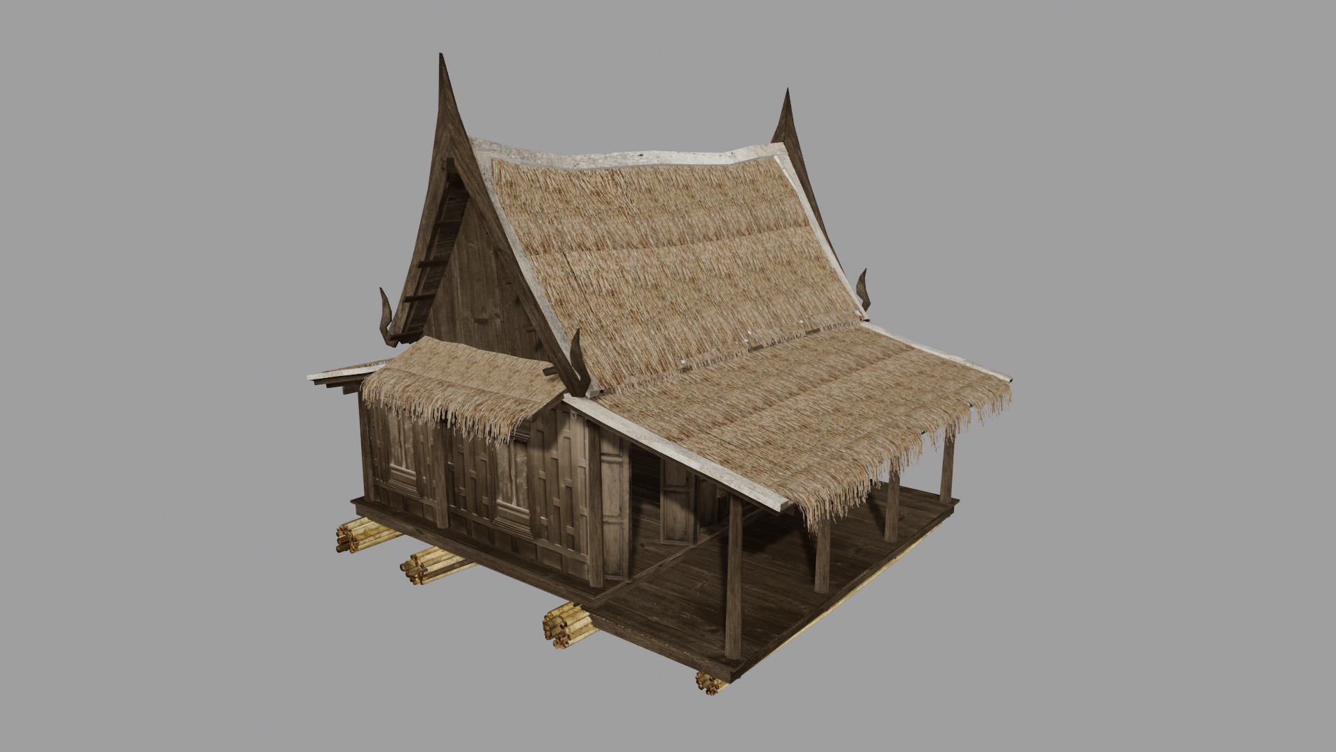 Floating house Low-poly 3D model_6