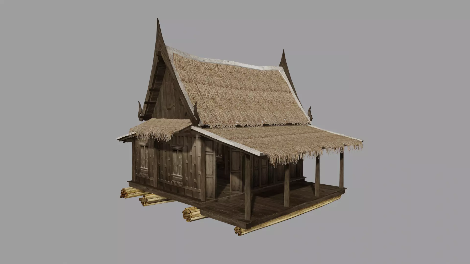Floating house Low-poly 3D model_0