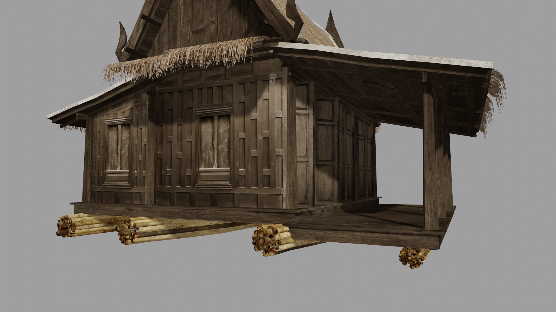 Floating house Low-poly 3D model_5