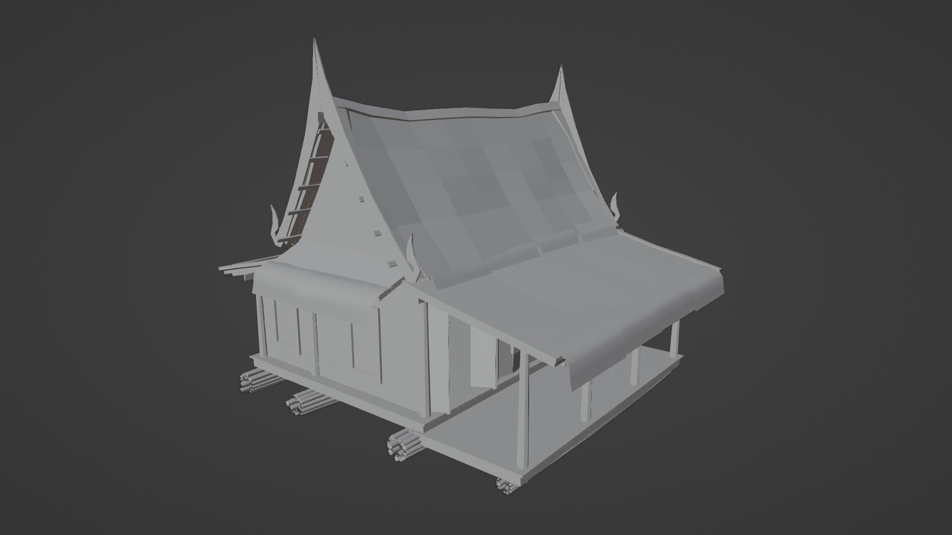 Floating house Low-poly 3D model_7