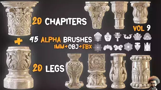 20 Chapiters  Legs  45 Ornamental Alpha Brushes Tutorials  Vol 9
