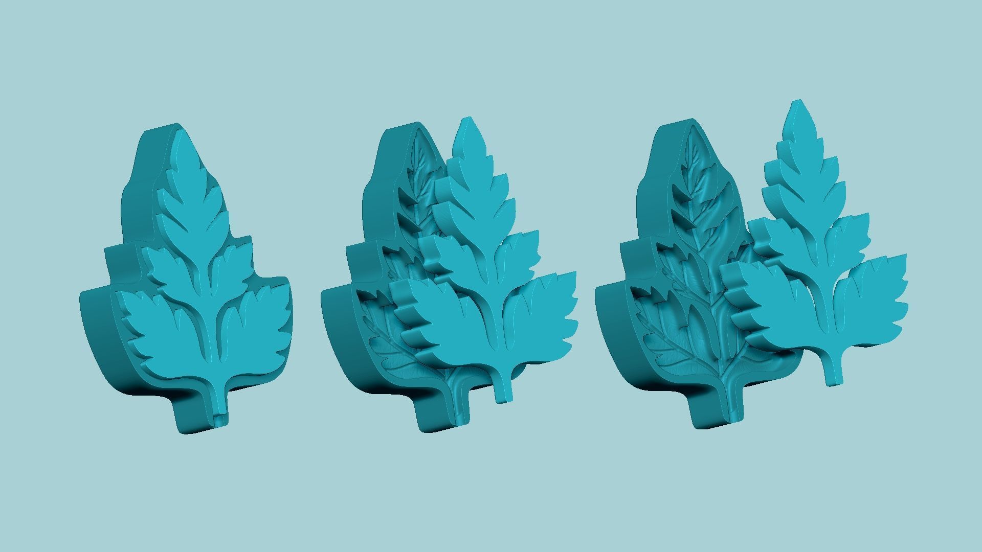 10 Culinary Herbs Leaf Molds - Artificial Molding Tools 3D Model Collection_89