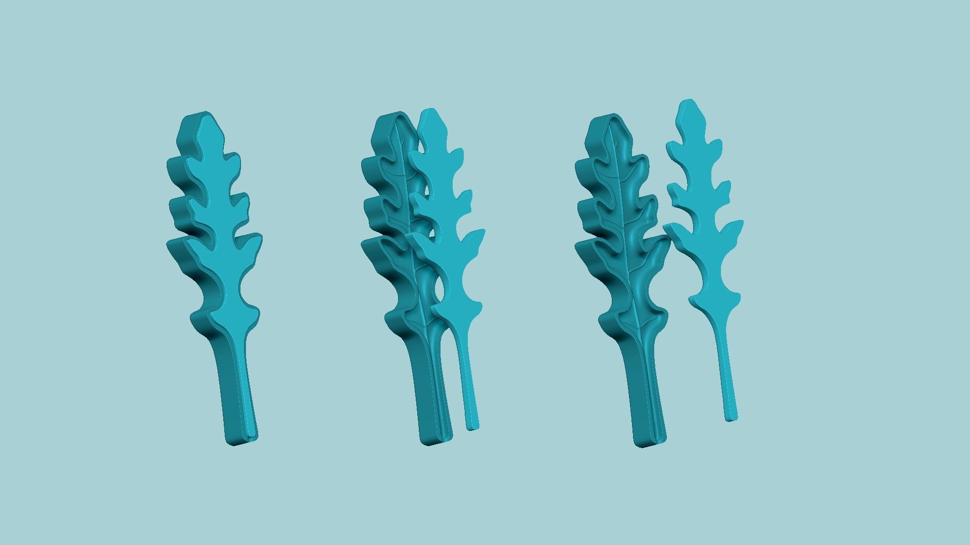 10 Culinary Herbs Leaf Molds - Artificial Molding Tools 3D Model Collection_11