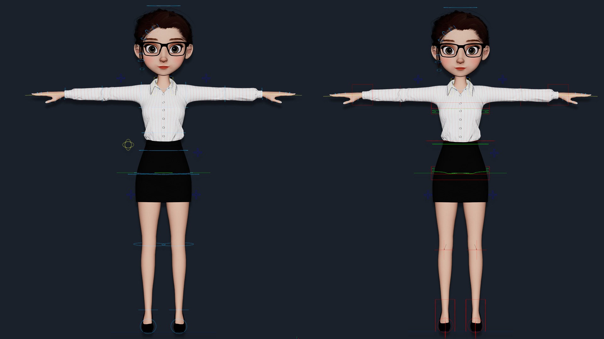 CARTOON WOMAN - SISTER RIGGED  Low-poly 3D model_21