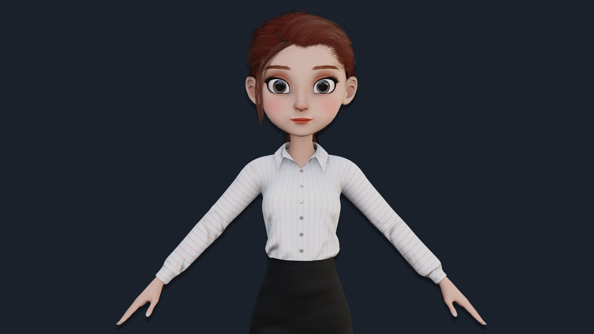 CARTOON WOMAN - SISTER RIGGED  Low-poly 3D model_5