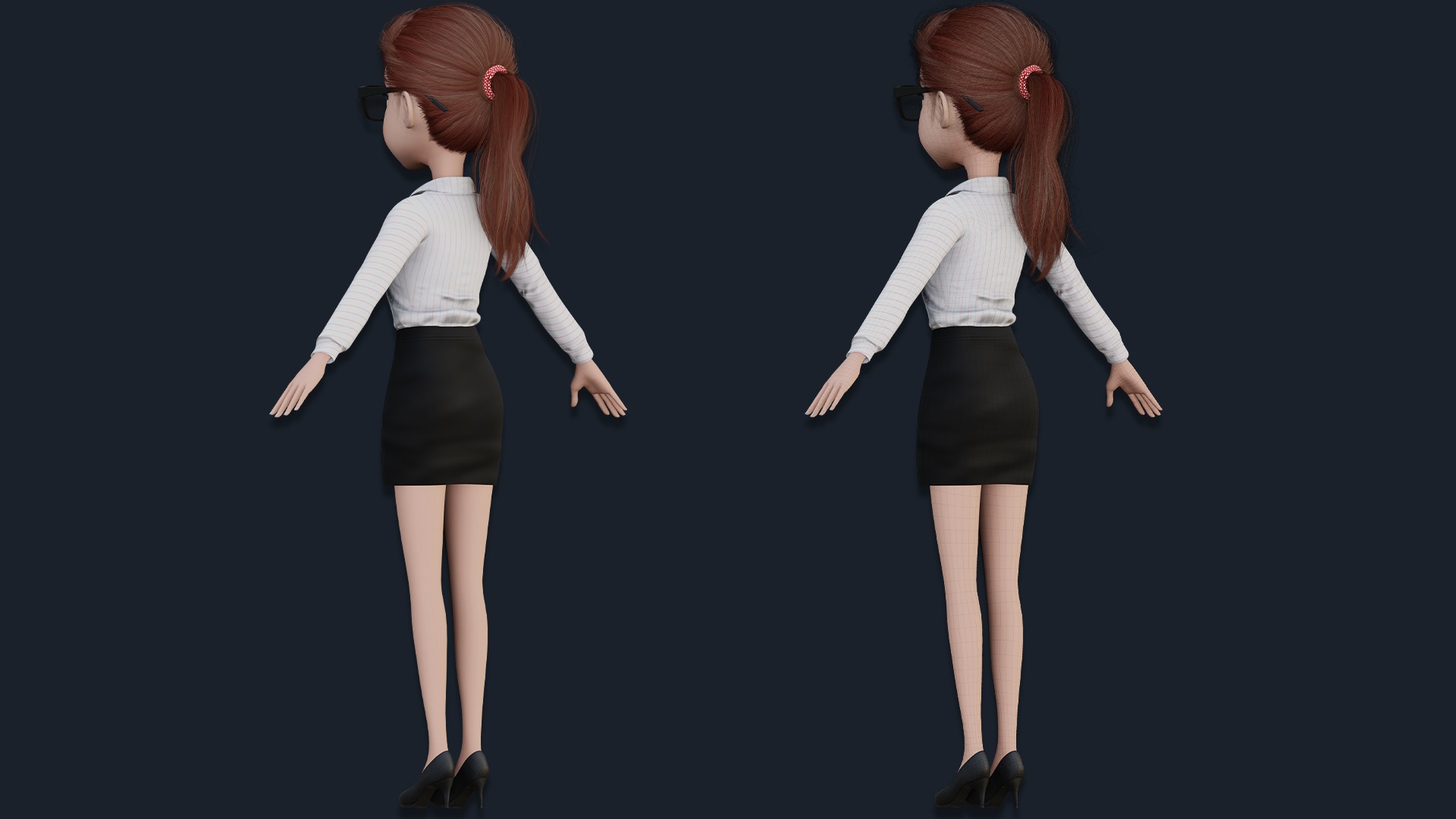 CARTOON WOMAN - SISTER RIGGED  Low-poly 3D model_19