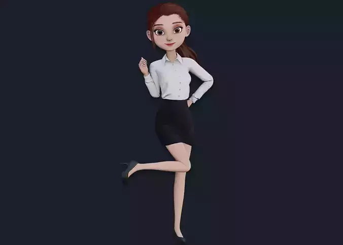 CARTOON WOMAN - SISTER RIGGED  Low-poly 3D model CARTOON WOMAN - SISTER RIGGED  Low-poly 3D model