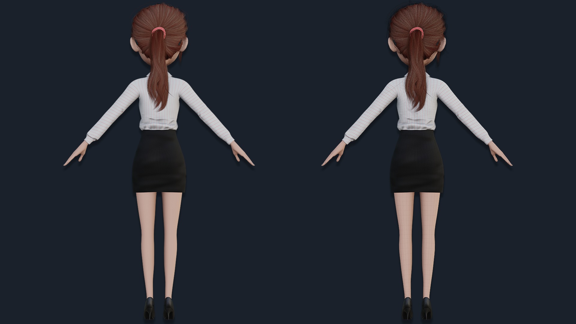 CARTOON WOMAN - SISTER RIGGED  Low-poly 3D model_16