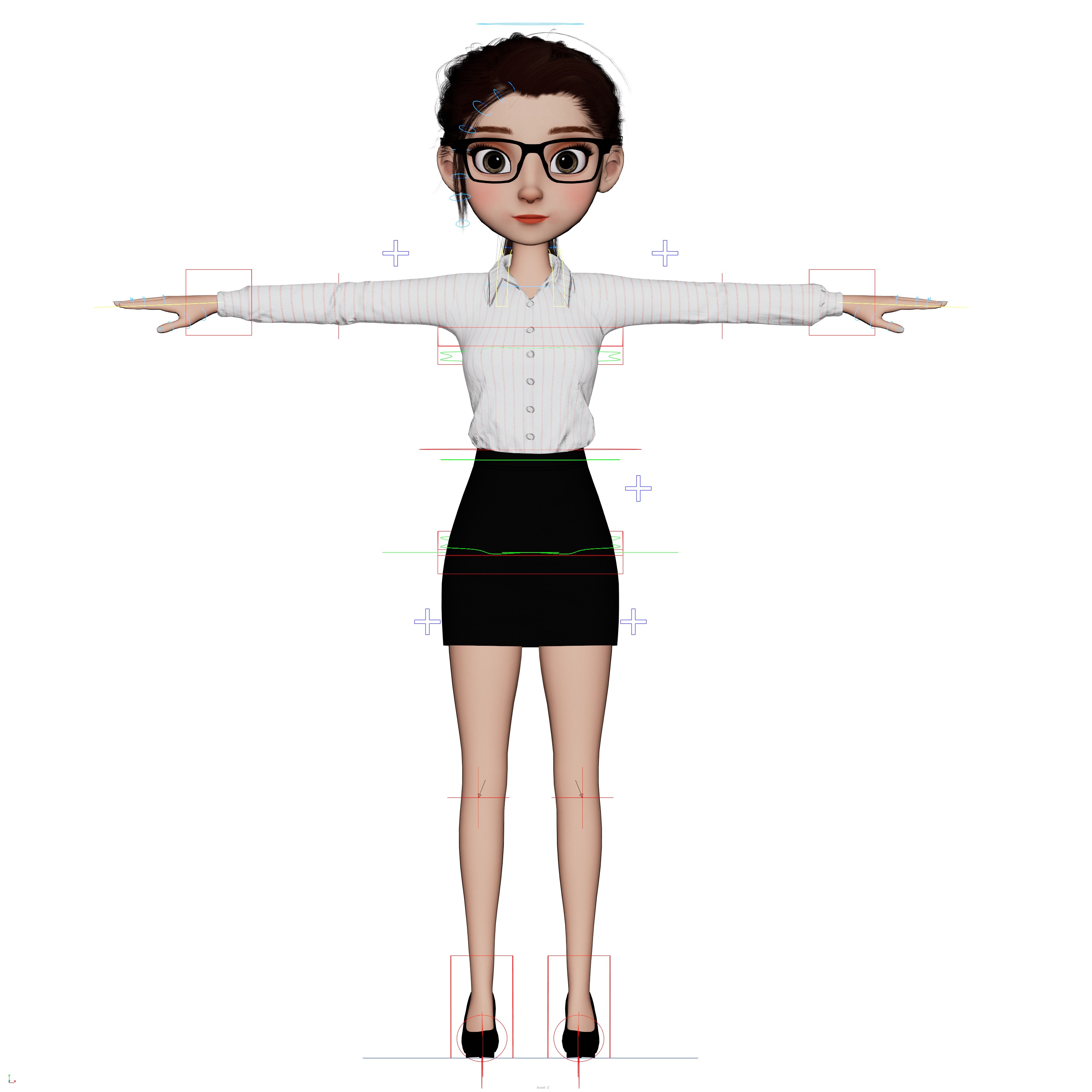 CARTOON WOMAN - SISTER RIGGED  Low-poly 3D model_22
