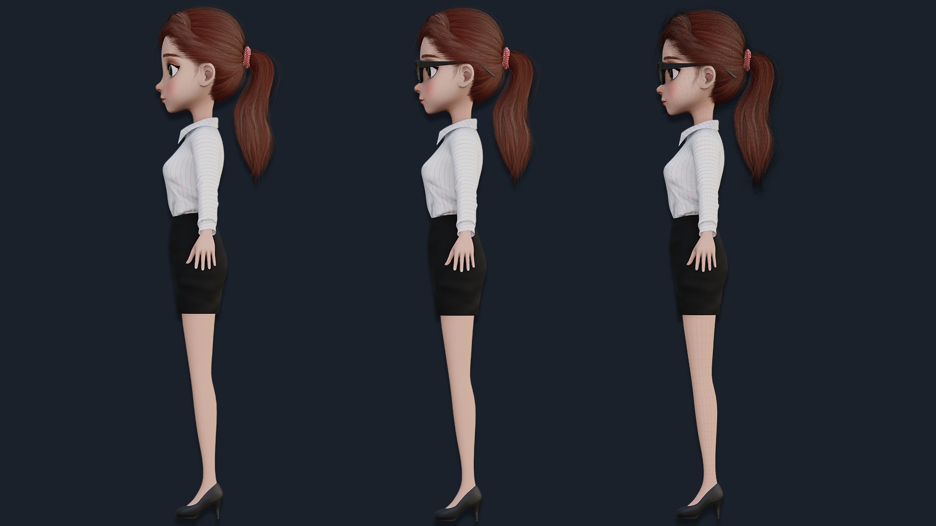 CARTOON WOMAN - SISTER RIGGED  Low-poly 3D model_14