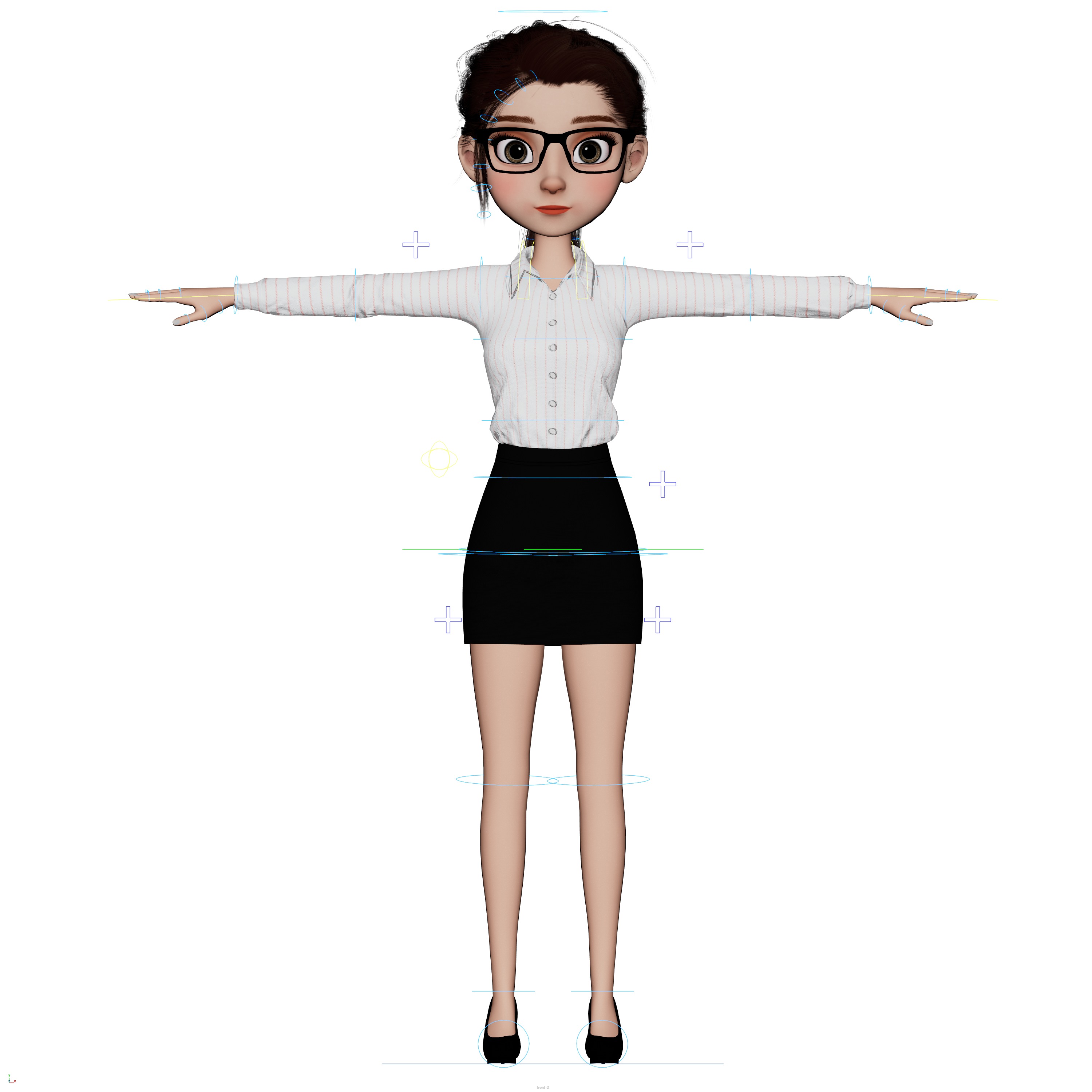 CARTOON WOMAN - SISTER RIGGED  Low-poly 3D model_23