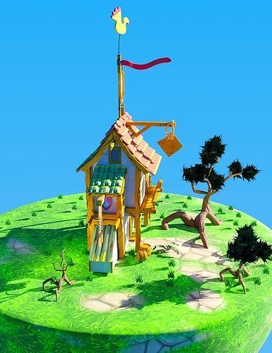  3D Treehouse Stylized 3D model