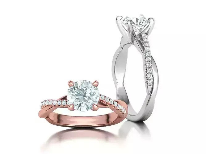 1point5 Ct Engagement Ring French Pave Setting Big Diamond Ring  3D print model