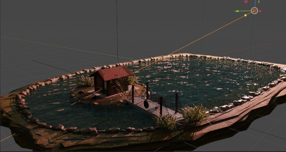 Old house and pond 3D model_3