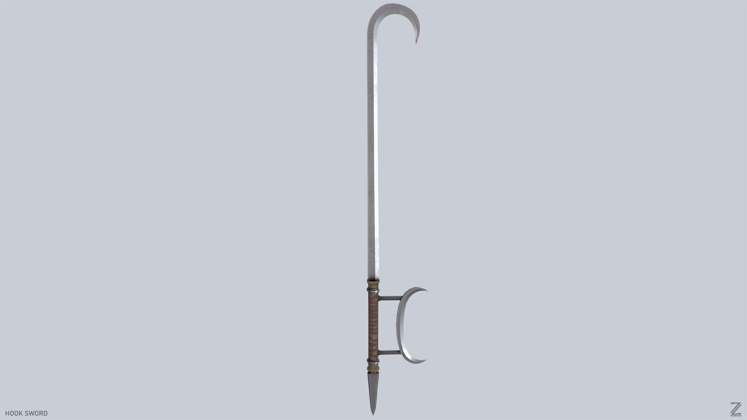Hook sword Low-poly 3D model_2