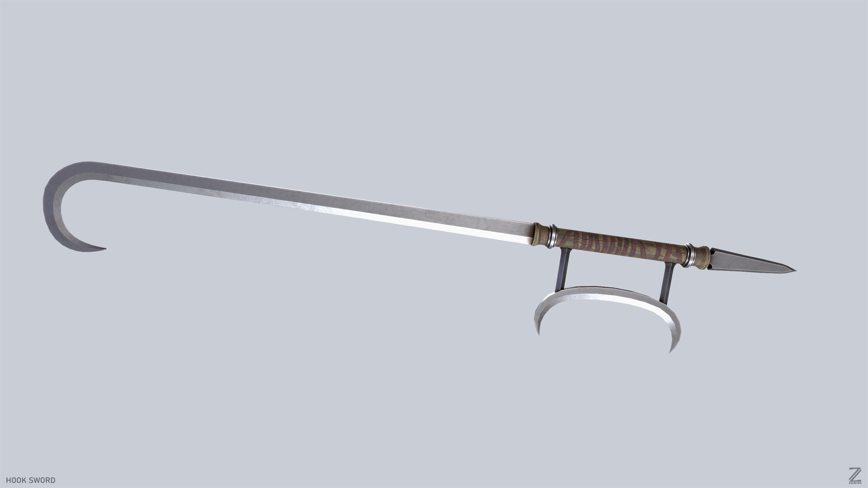 Hook sword Low-poly 3D model_7