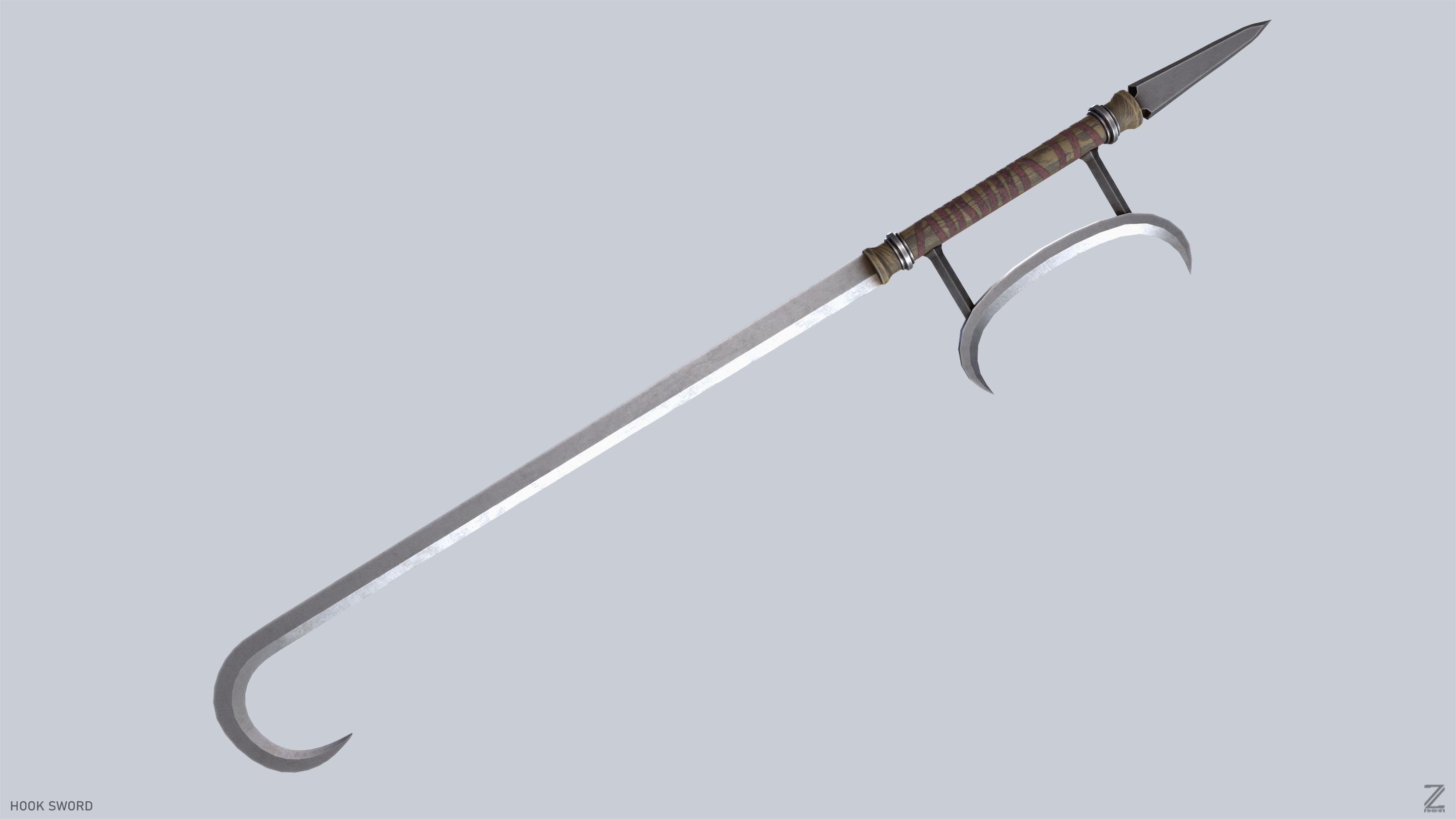 Hook sword Low-poly 3D model_6