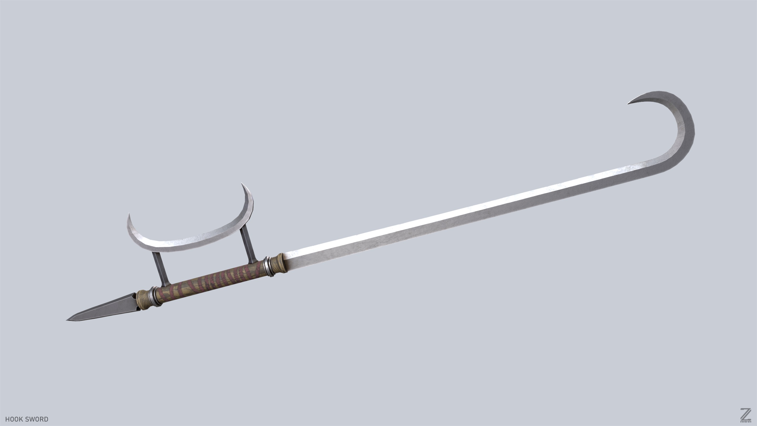 Hook sword Low-poly 3D model_4
