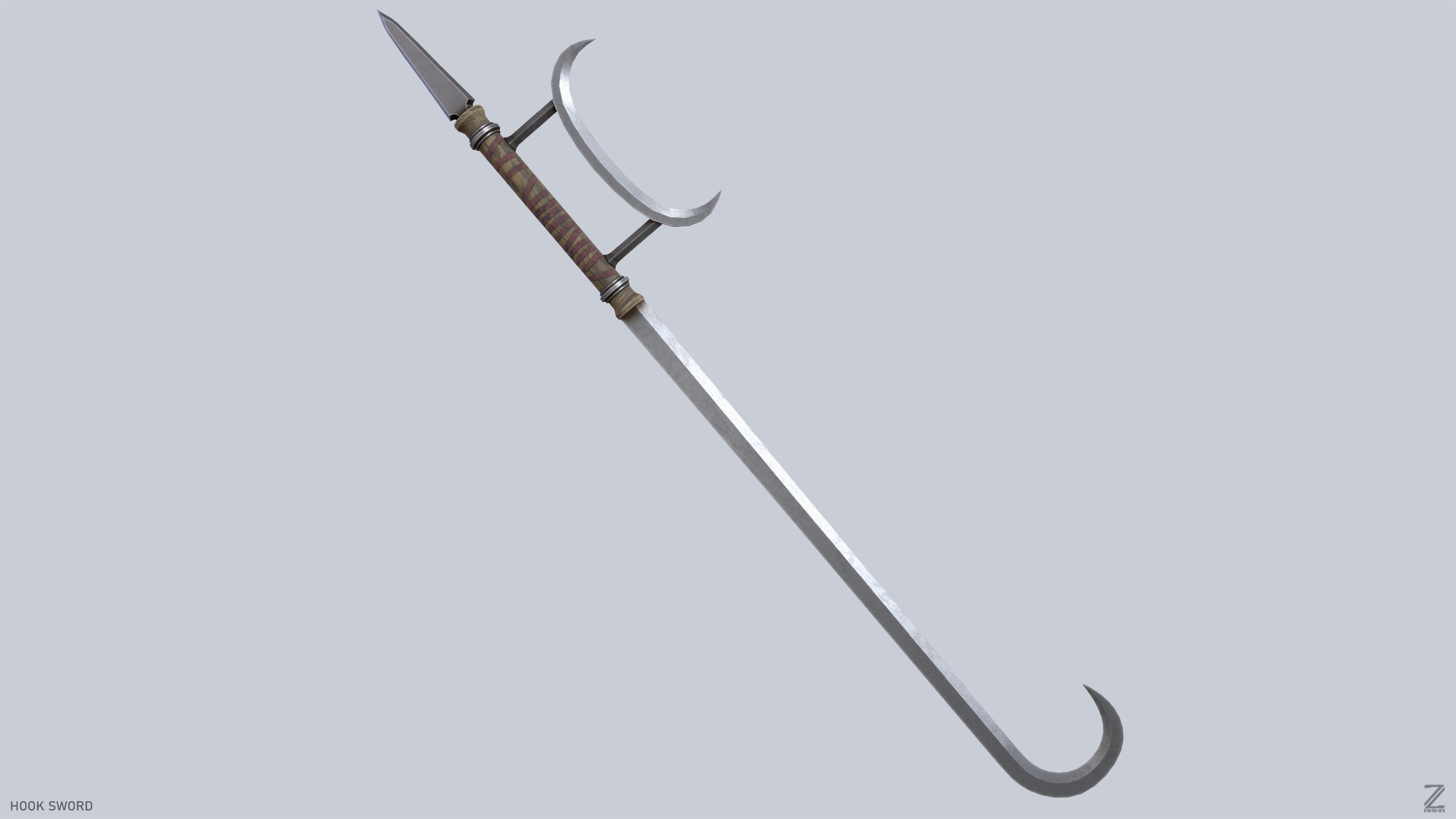 Hook sword Low-poly 3D model_5