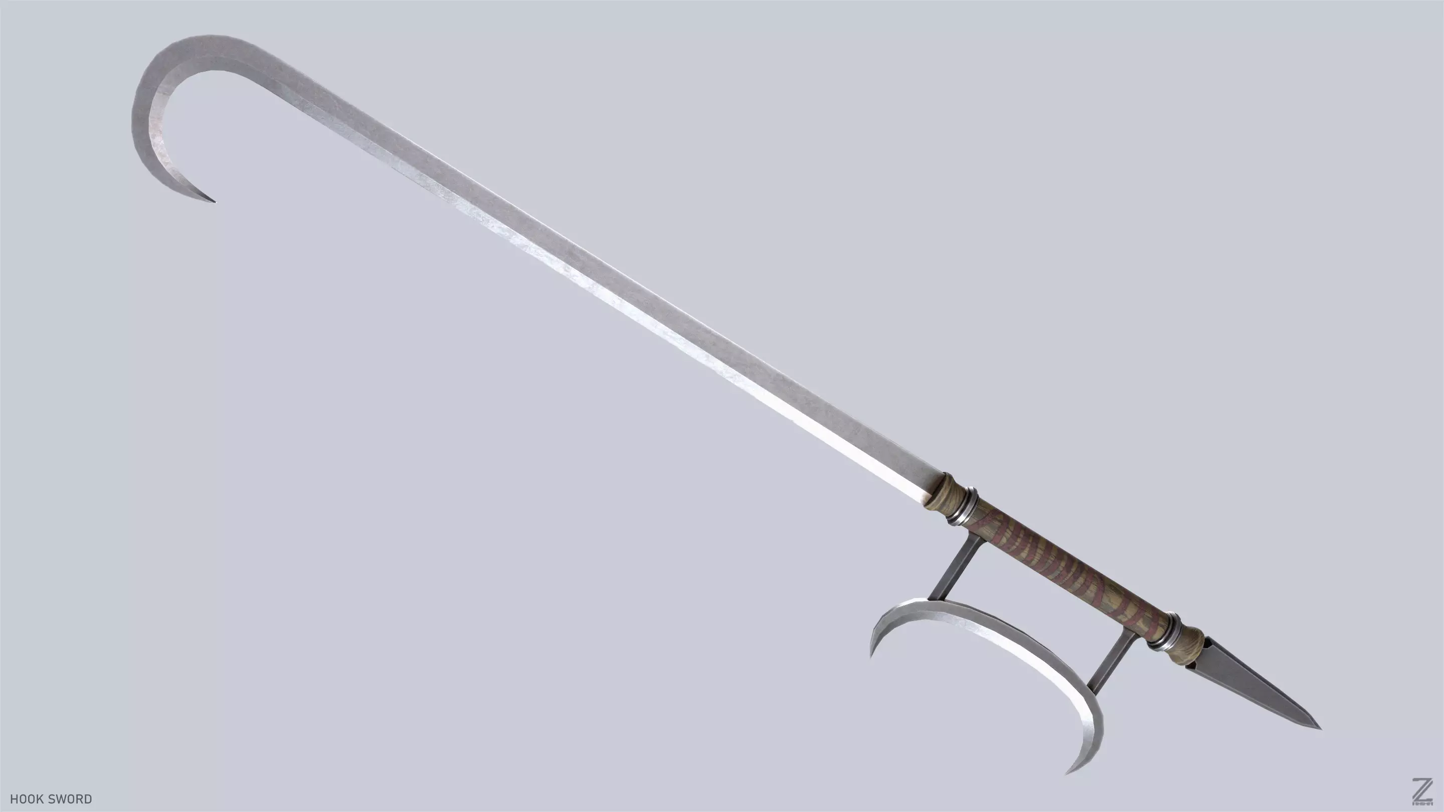 Hook sword Low-poly 3D model_0