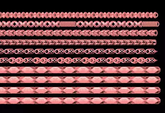 Set of 10 gold silver platinum necklaces size 4mm