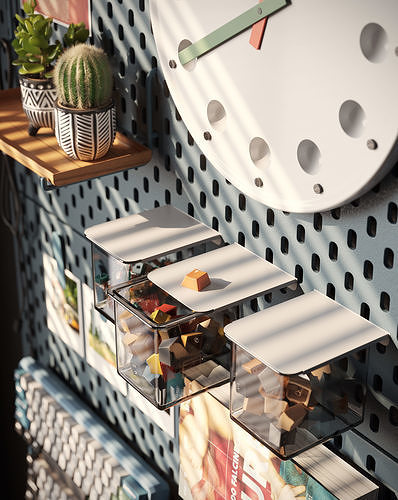 Carbon workspace interior scene 3D model 2