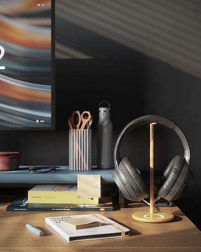 Carbon workspace interior scene 3D model 5