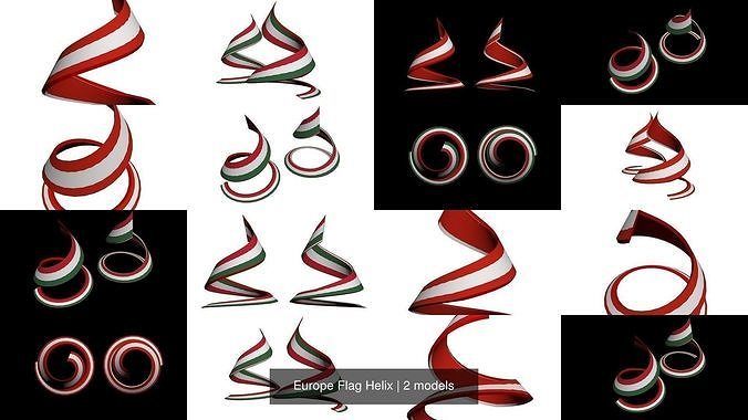 Europe Flag Helix 3D Model Collection