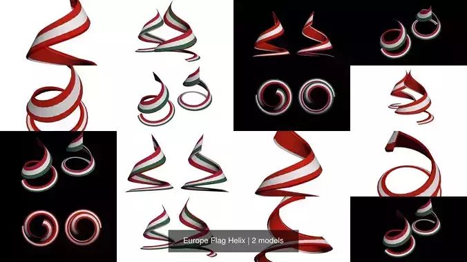 Europe Flag Helix 3D Model Collection