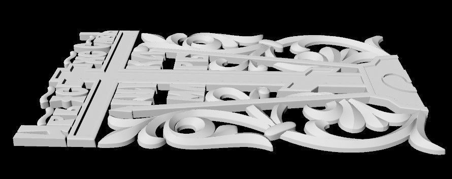 Central decor ornament for furniture 3D model_4