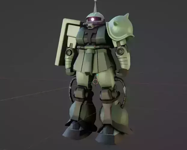 MS-06 Zaku II with rig Low-poly 3D model