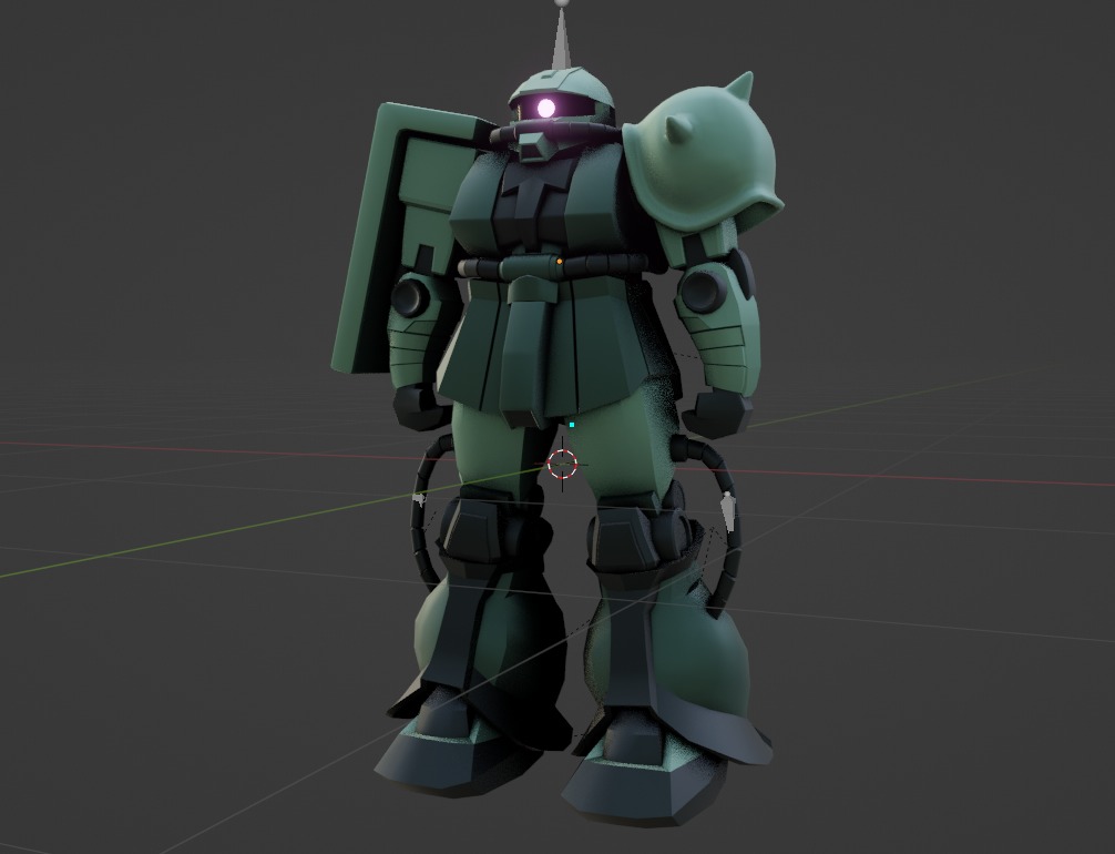 MS-06 Zaku II with rig Low-poly 3D model_3